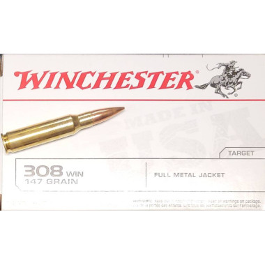 Cartouches 308W FMJ USA 147gr Boite de 20