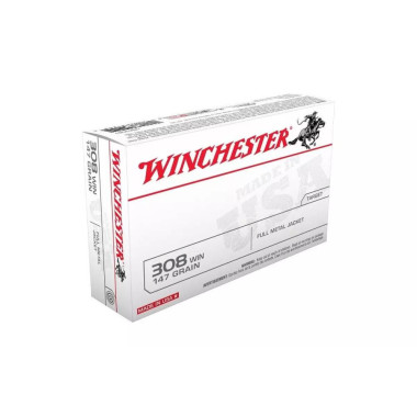 Cartouches 308W FMJ USA 147gr Boite de 20