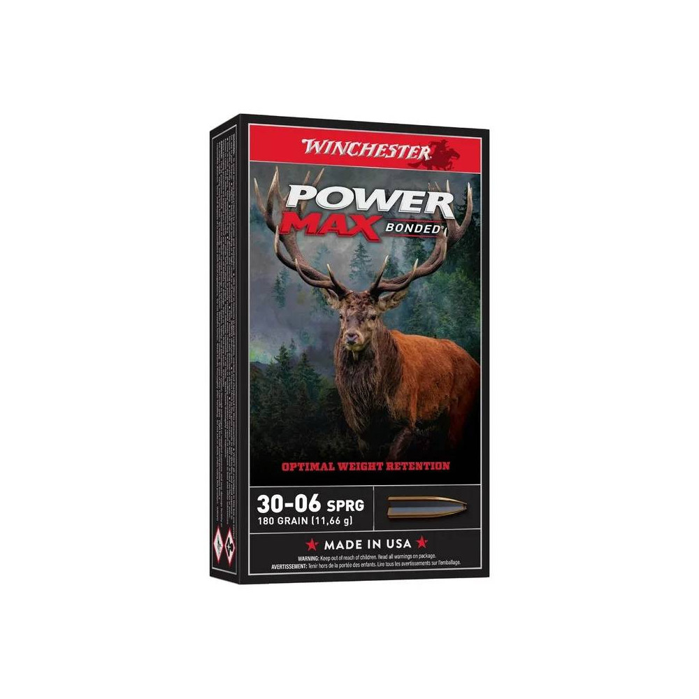 Cartouches Winchester 30-06 Power Max Bonded 180 gains Bte de 20