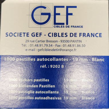 Pastilles Autocollantes - Blanc Ronds 19mm Btes de 1000
