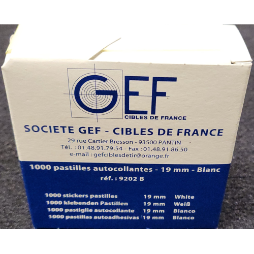Pastilles Autocollantes - Blanc Ronds 19mm Btes de 1000