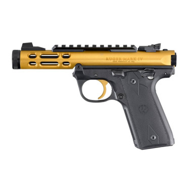 Pistolet Ruger Mark IV 22/45 Lite 22LR 4.40" 10CPS Finition Anodisé Or 1/2-28"