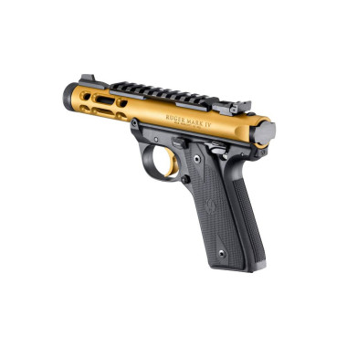 Pistolet Ruger Mark IV 22/45 Lite 22LR 4.40" 10CPS Finition Anodisé Or 1/2-28"