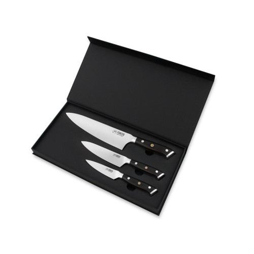Couteaux Coffret de 3 Fukito Ebène X50 office 9cm-universelle 15cm-chef 21cm