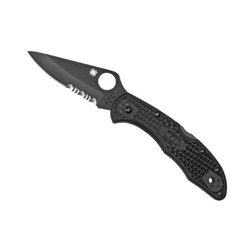 Couteau Spyderco Delica 4 noir Semi Dentée