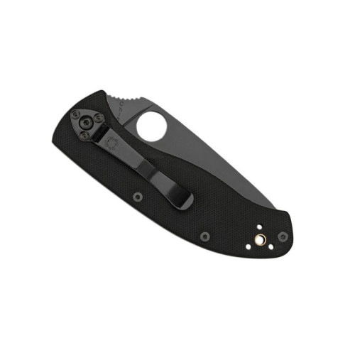 Couteau Spyderco Tenacious G10  noir Semi Dentée