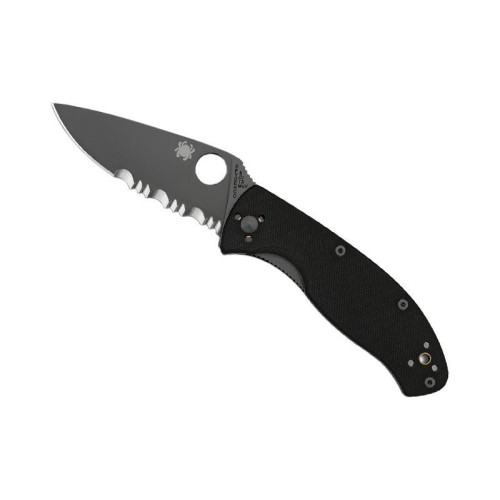 Couteau Spyderco Tenacious G10  noir Semi Dentée