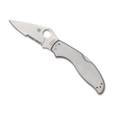 Couteau Spydreco Uptern lame semi-dentée à cran