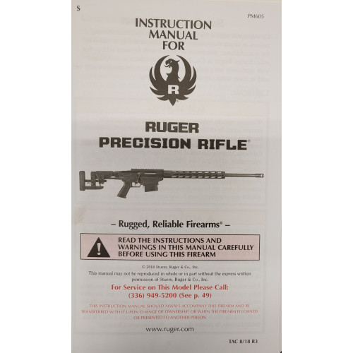 Carabine Ruger Precision Rifle RPR 308 Win 10 coups 24" 61cm Frein de bouche